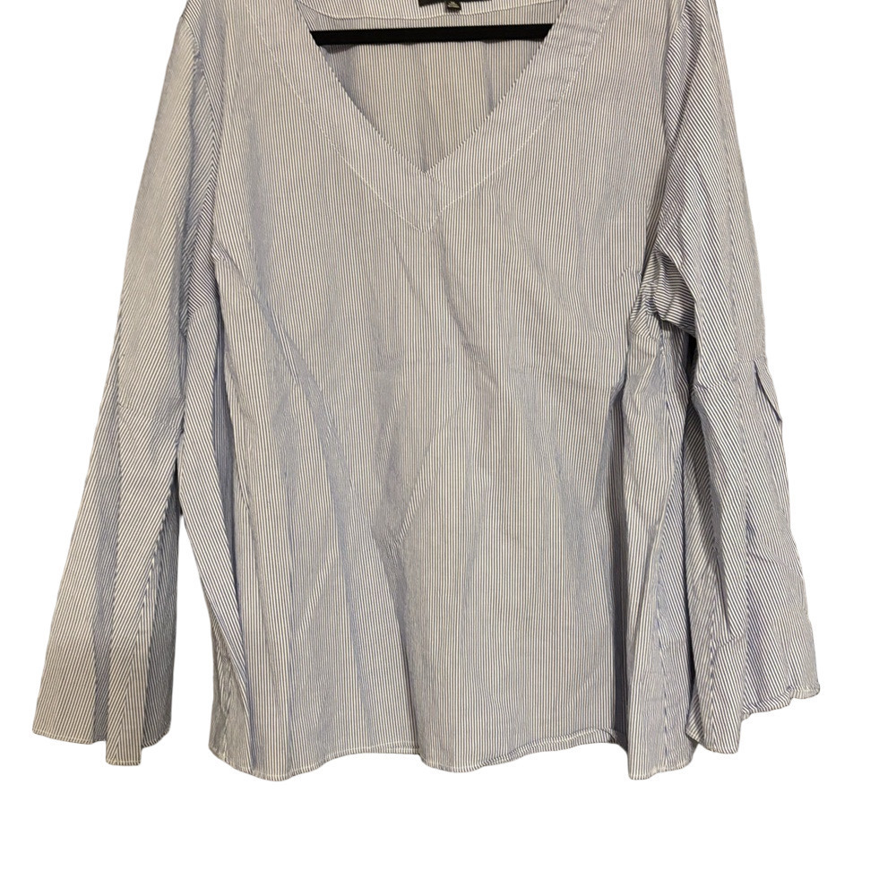 Eloquii Blue Pin Striped Women's Top